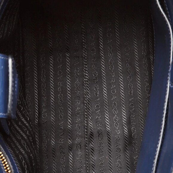 Prada Bluette Saffiano and Soft Calfskin Leather Small Monochrome Tote Bag 1B - Picture 9 of 10